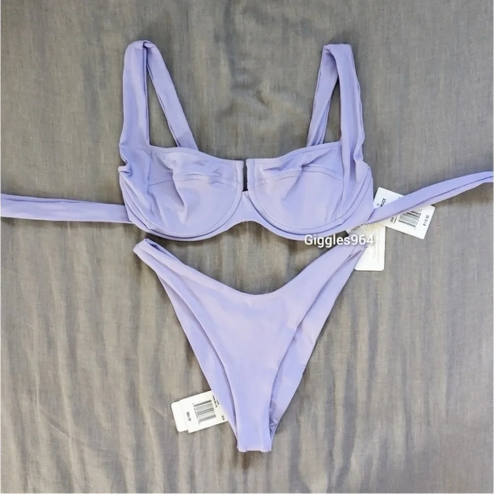 L*Space NWT Nancy Lee Bikini Bottom Bitsy Size L and Camellia top Wisteria L